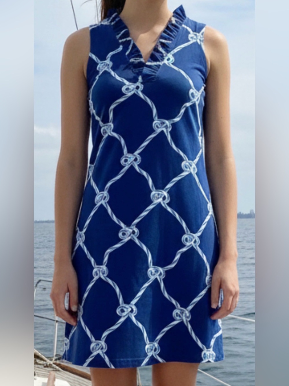 AnaClare Active Rebecca Hilton’s blue knot ruffle dress small NWT